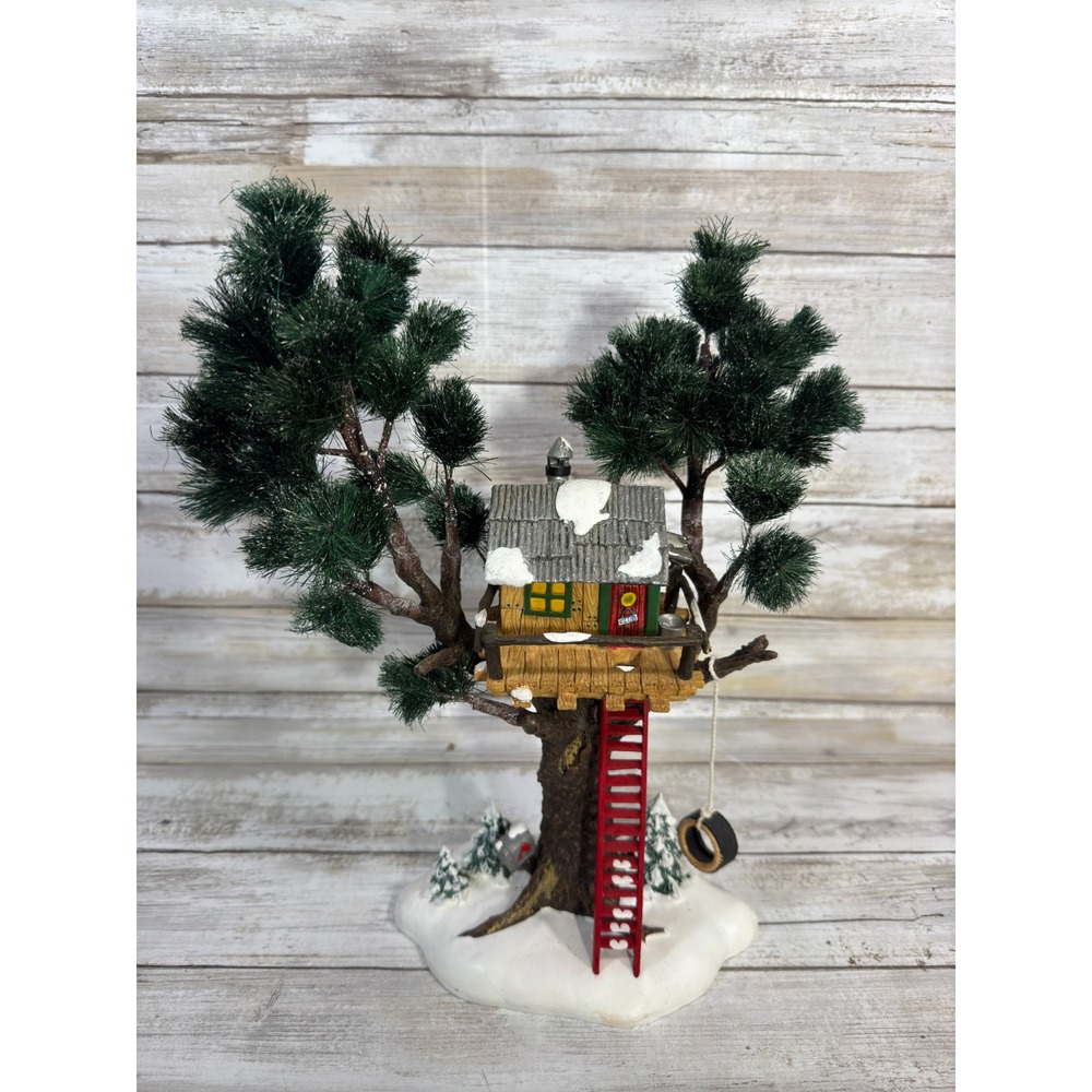 Department 56 Treehouse Ornament with Green and Red Accents
